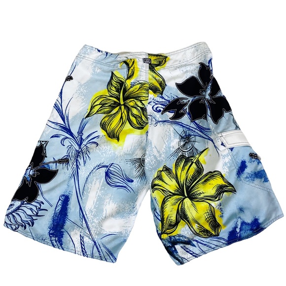 Men’s Billabong Hawaiian Print Swim Trunks Size 33 - Picture 2 of 6